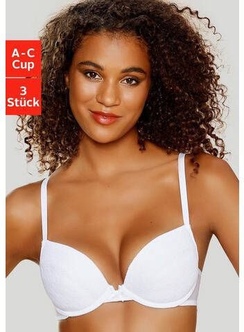 petite fleur Push up bh Dessous met beugel en uitneembare vullingen(set, Set van 3 )