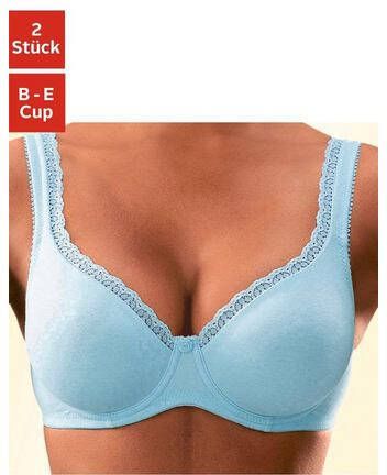 petite fleur T shirt bh met ongevoerde, naadloze cups, in aangename katoenkwaliteit(set, Set van 2 )