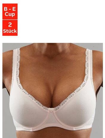 petite fleur T shirt bh met ongevoerde, naadloze cups, in aangename katoenkwaliteit(set, Set van 2 )