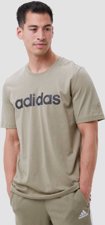 Adidas essentials embroidered linear logo shirt groen heren