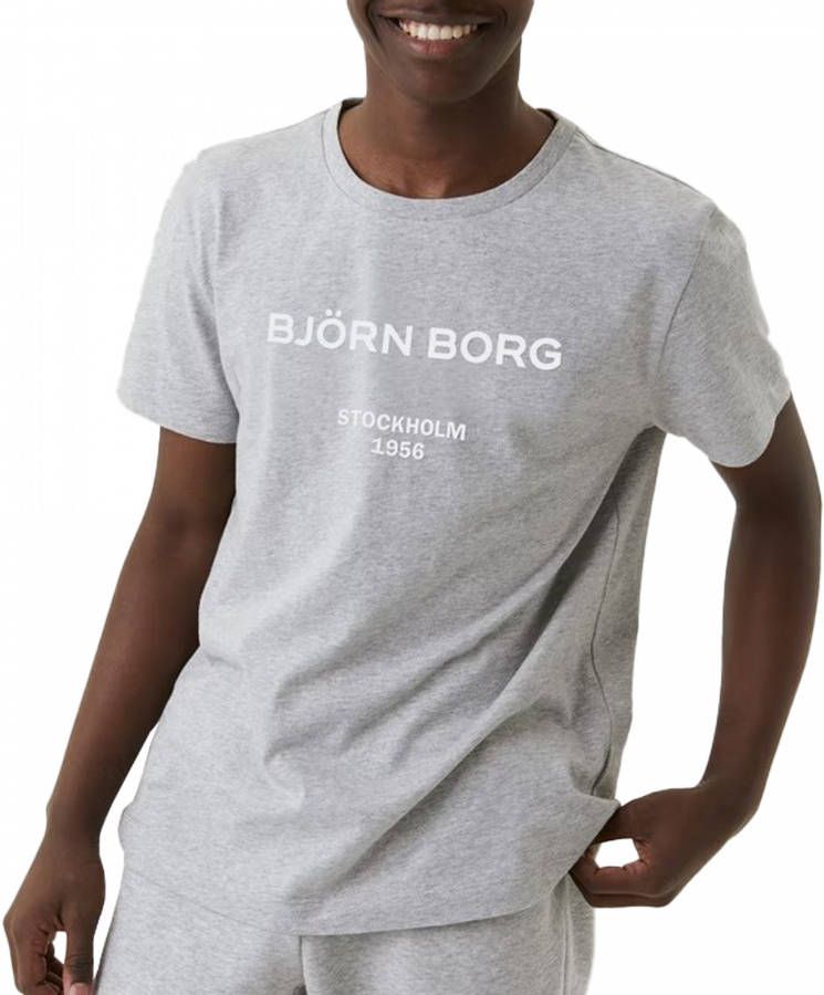 Björn Borg T shirt met logo lichtgrijs melange