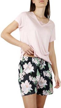 Admas Pyjama's/nachthemden Pyjamashort t shirt Night Flowers