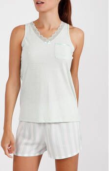 Admas Pyjama's/nachthemden Pyjamashort tanktop Classic Stripes groen