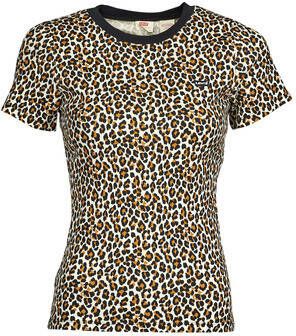 Levi's T shirt met panterprint en borduursels wit/roodbruin/zwart