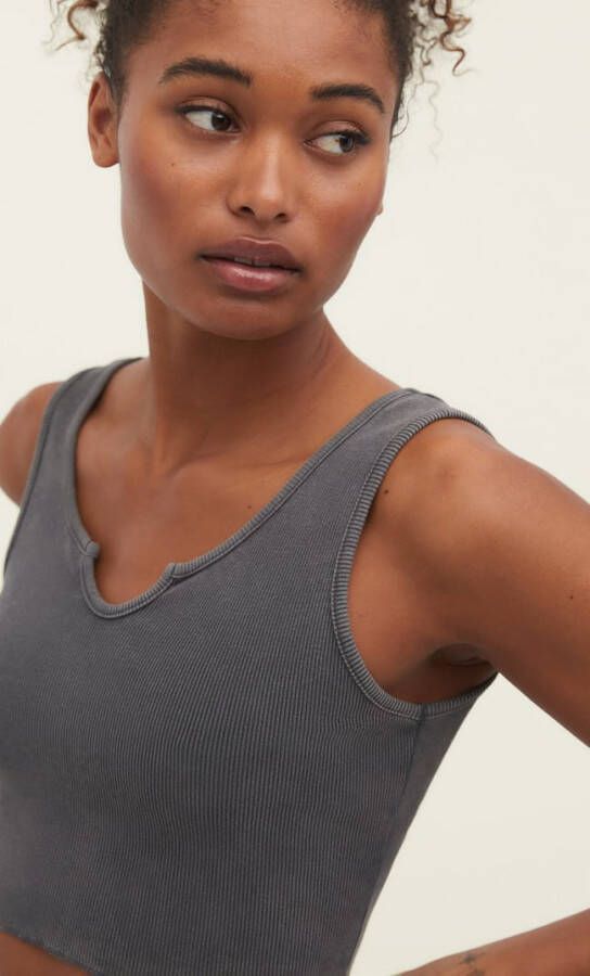 Stradivarius Crop Top Met Bandjes Grijs