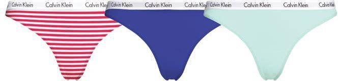 Calvin Klein 3 pack dames slips curve blauw/rood/stripes