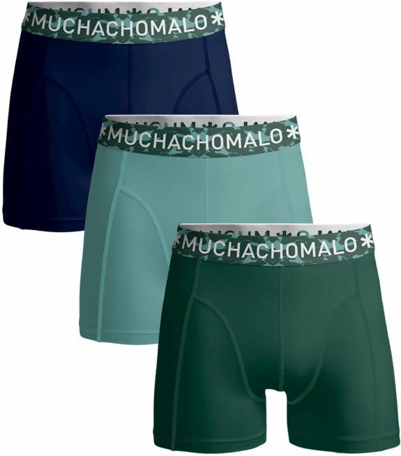 Muchachomalo boxershort Solid set van 3 d.groen/groen/blauw