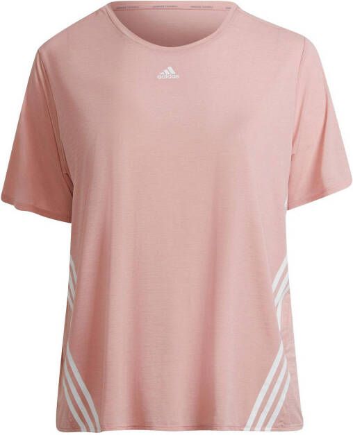 Adidas Performance Plus Size sport T shirt lichtroze/wit