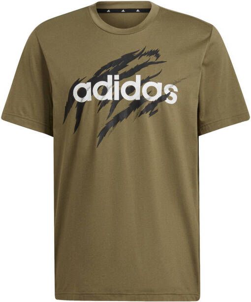 Adidas Performance sport T shirt olijfgroen