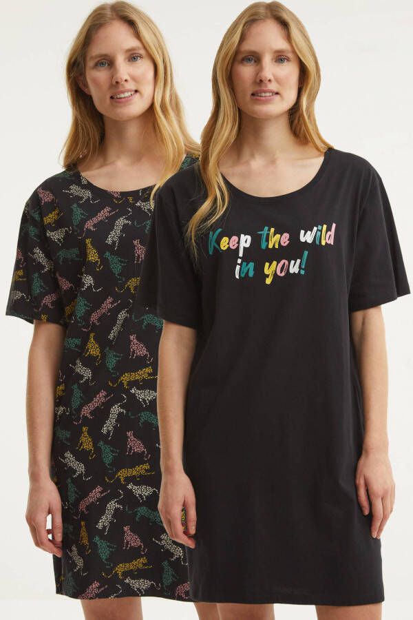 Dreamcovers nachthemd(set van 2)zwart