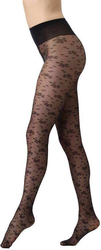 Oroblu panty met all over bloemenprint 20 denier zwart