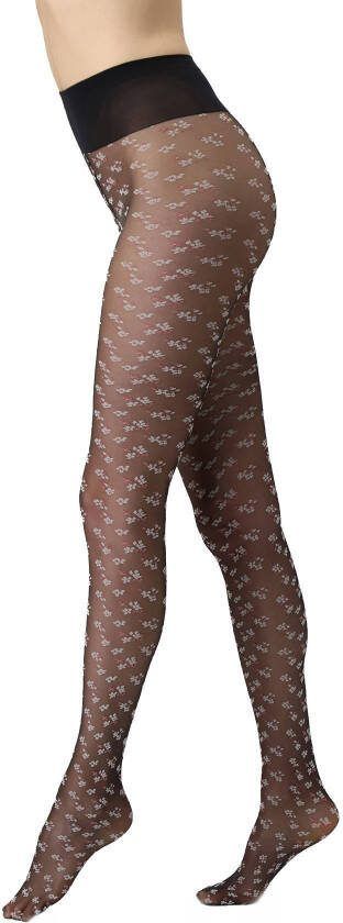 Oroblu panty met all over bloemenprint 20 denier zwart