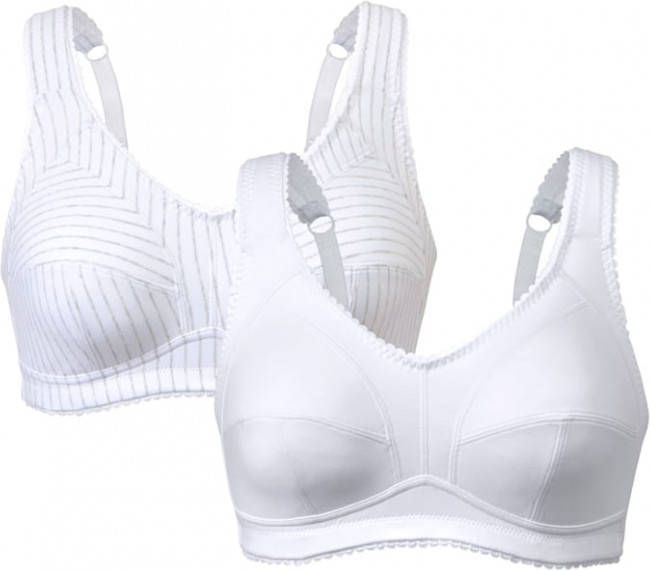 harmony Bh's per 2 stuks met gemêleerde strepen Wit/Grijs