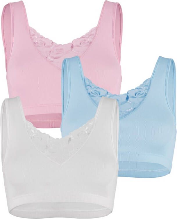 harmony Bustiers met fraai batistmotief Lichtblauw/Roze/Wit