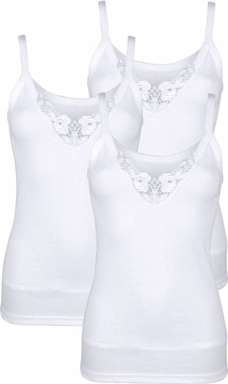 harmony Hemdjes met glanzend kant 3x wit