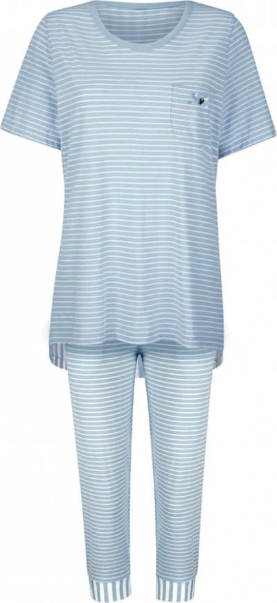 harmony Pyjama met leuk dwarsstreepdessin Ijsblauw/Wit