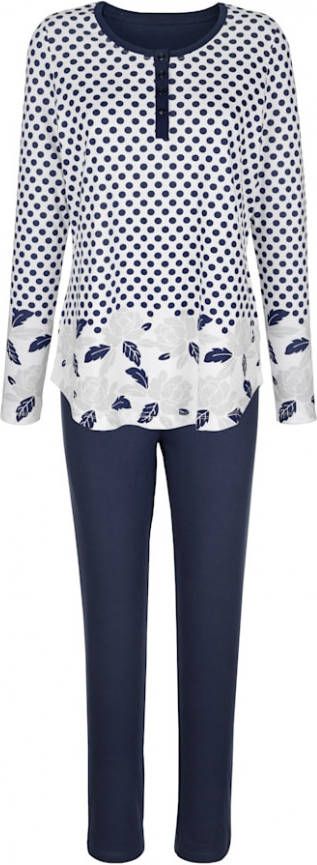 harmony Pyjama met unieke print Marine/Wit/Zilvergrijs